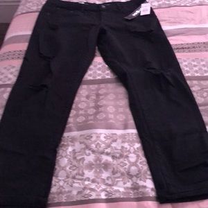 Black straight fit ripped jeans
